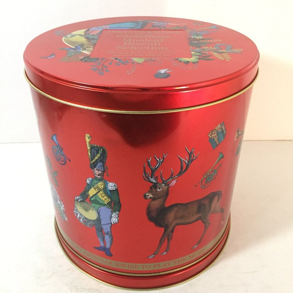 Fortnum & Mason Musical Cookie Biscuit Tin Christmas Birds Drummer Retired